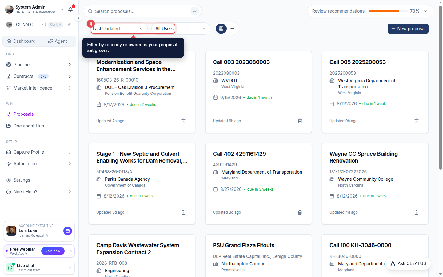 The Last Updated and All Users filters highlighted