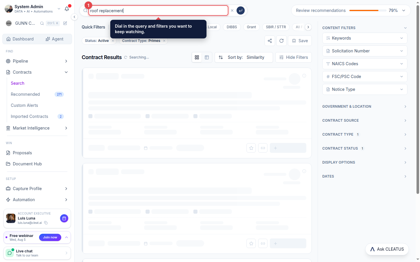 The search bar highlighted with a query entered